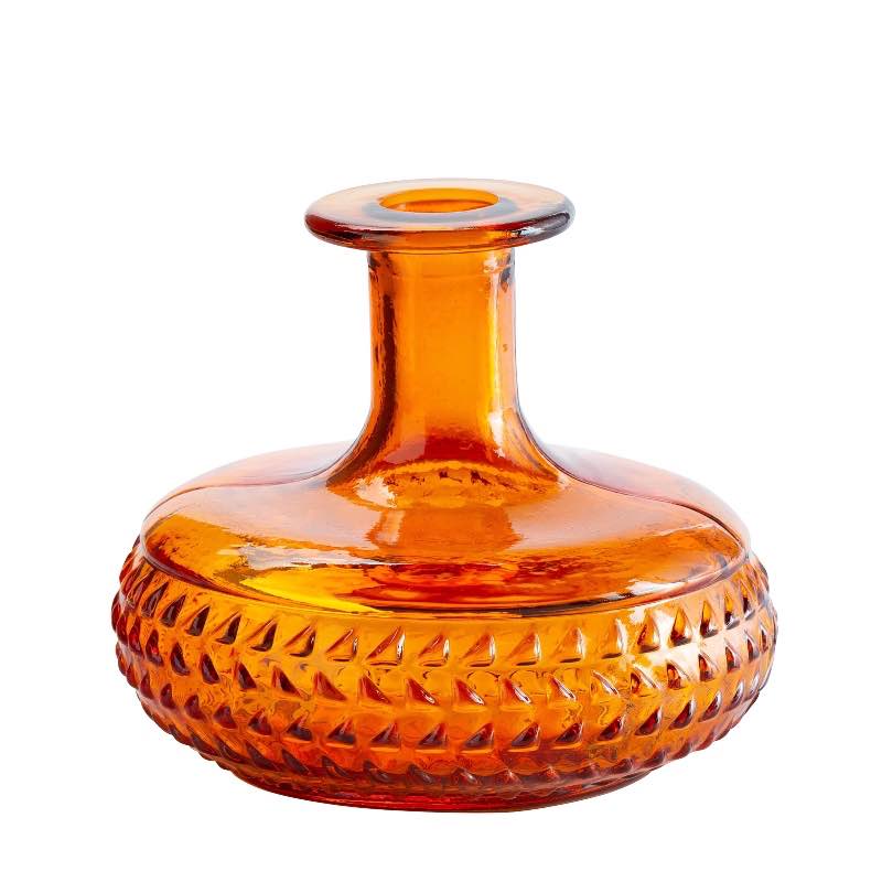 Diamond Recycled Glass Bud Vase - Amber